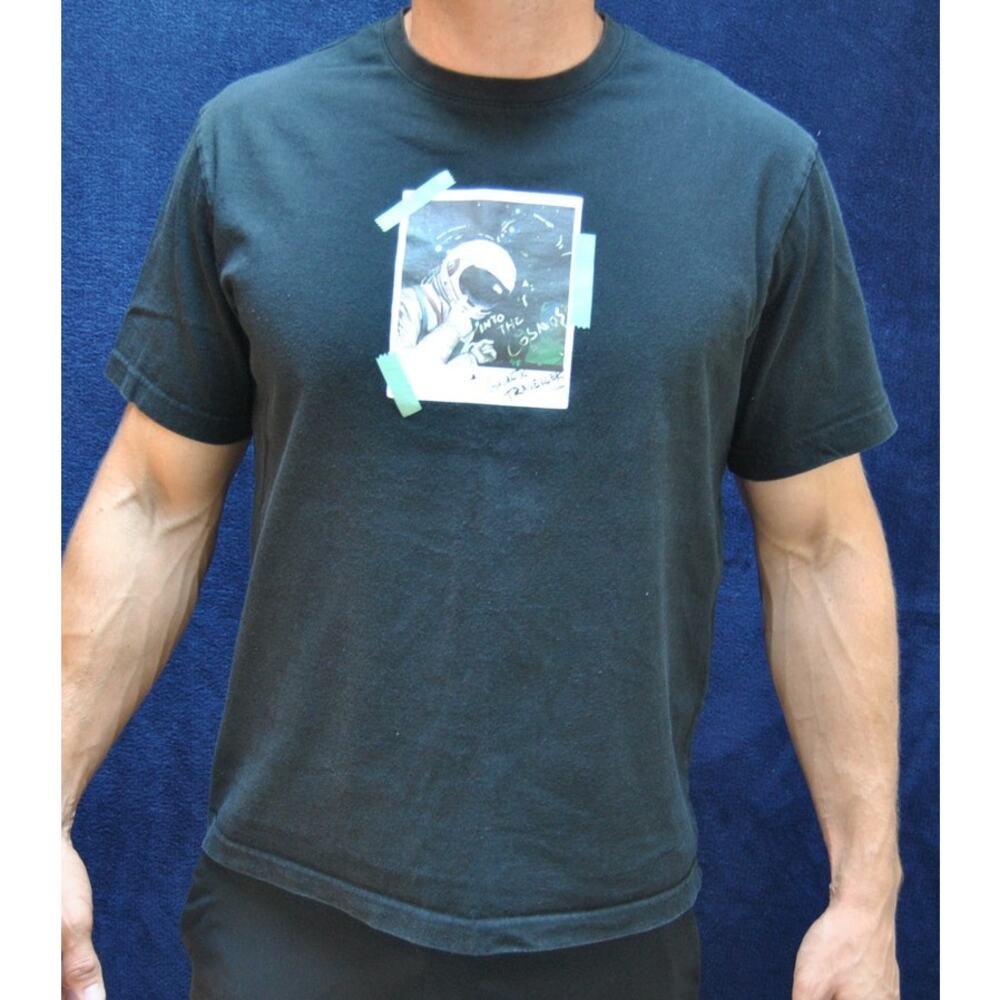 Urban Revivo Black Astronaut Polaroid Short Sleeve Shirt
